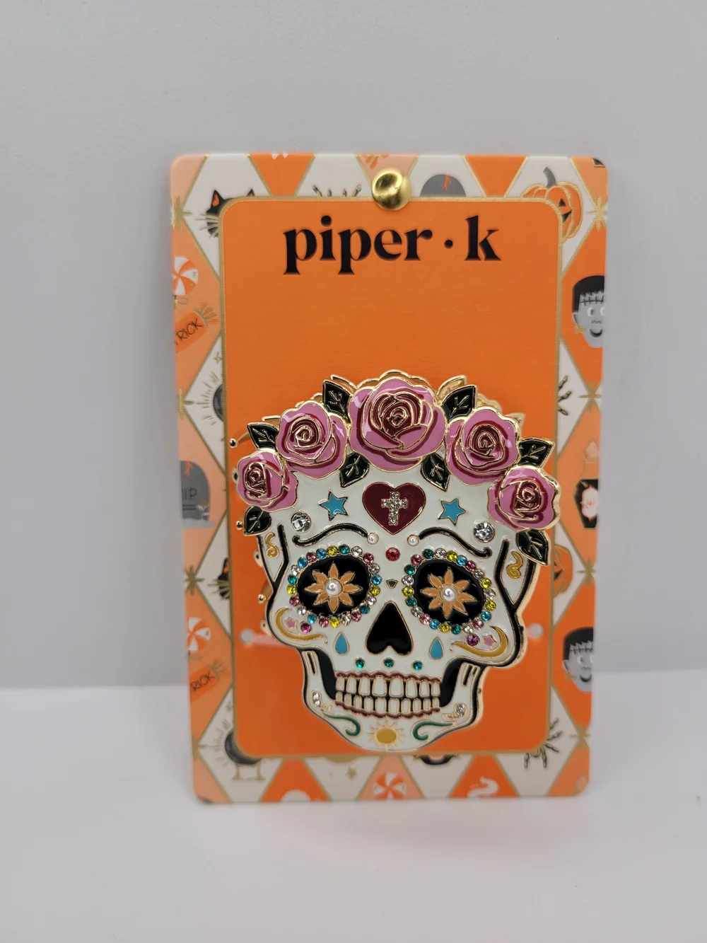 👉✨️ Piper K Rose Crown Sugar Skull Day Of The Dead Metal Hair Claw Clip